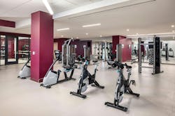 Gym room at 42 Broad, Phius-certified apartment complex Gym room at 42 Broad, Phius-certified apartment complex