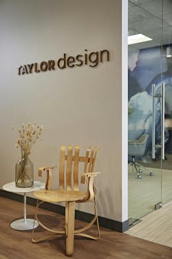 Randing, Flooring And Furniture Found In Other Taylor Design Offices Are Seen In The Foreground (the 70%), With A Specialty Wallcovering (the 30%) In The Background Randing, Flooring And Furniture Found In Other Taylor Design Offices Are Seen In The Foreground (the 70%), With A Specialty Wallcovering (the 30%) In The Background