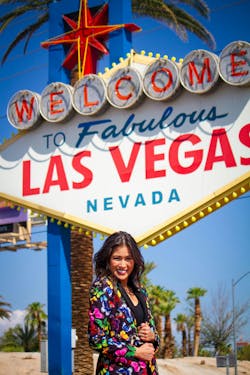 Mindy Haffke headshot in front of Las Vegas sign Mindy Haffke headshot in front of Las Vegas sign