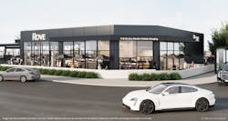 Rendering of full service EV charging station for Rove Charging Rendering of full service EV charging station for Rove Charging