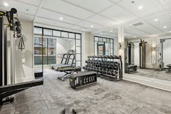 Fitness room in luxury condo building Fitness room in luxury condo building