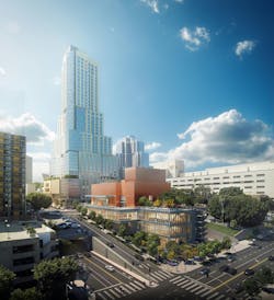 Rendering of the Colburn Center at the Colburn School. View from Hill Street and 2nd Street intersection. Courtesy Frank O. Gehry & Gehry Partners, LLP Rendering of the Colburn Center at the Colburn School. View from Hill Street and 2nd Street intersection. Courtesy Frank O. Gehry & Gehry Partners, LLP