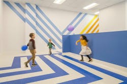 Brooklyn's colorful Van Sinderen Plaza affordable housing project includes retail, public spaces. Photo courtesy GLUCK+ Brooklyn's colorful Van Sinderen Plaza affordable housing project includes retail, public spaces. Photo courtesy GLUCK+