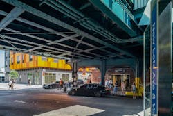 Brooklyn's colorful Van Sinderen Plaza affordable housing project includes retail, public spaces. Photo courtesy GLUCK+ Brooklyn's colorful Van Sinderen Plaza affordable housing project includes retail, public spaces. Photo courtesy GLUCK+