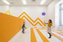 Brooklyn's colorful Van Sinderen Plaza affordable housing project includes retail, public spaces. Photo courtesy GLUCK+ Brooklyn's colorful Van Sinderen Plaza affordable housing project includes retail, public spaces. Photo courtesy GLUCK+