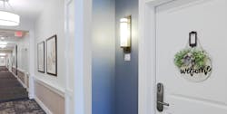 Senior living door with dark bronze SALTO smart lock Senior living door with dark bronze SALTO smart lock
