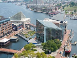Baltimore’s National Aquarium opens 10,000-sf floating wetland that mimics the harbor’s original tidal marsh habitat. Photo: Philip Smith, National Aquarium Baltimore’s National Aquarium opens 10,000-sf floating wetland that mimics the harbor’s original tidal marsh habitat. Photo: Philip Smith, National Aquarium