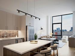 Chicago's 19-story Coppia luxury multifamily features geometric figures on the façade Photo © Eric Laignel, courtesy Goettsch Partners Chicago's 19-story Coppia luxury multifamily features geometric figures on the façade Photo © Eric Laignel, courtesy Goettsch Partners