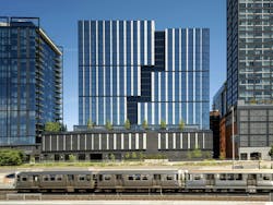 Chicago's 19-story Coppia luxury multifamily features geometric figures on the façade Photo © Eric Laignel, courtesy Goettsch Partners Chicago's 19-story Coppia luxury multifamily features geometric figures on the façade Photo © Eric Laignel, courtesy Goettsch Partners