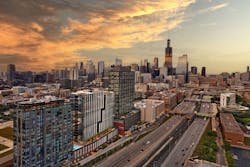 Chicago's 19-story Coppia luxury multifamily features geometric figures on the façade Photo © Eric Laignel, courtesy Goettsch Partners Chicago's 19-story Coppia luxury multifamily features geometric figures on the façade Photo © Eric Laignel, courtesy Goettsch Partners