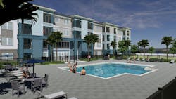 Rendering of senior housing multifamily community Rendering of senior housing multifamily community