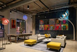 Art deco lobby interior of mixed-use adaptive reuse project Art deco lobby interior of mixed-use adaptive reuse project