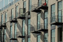 Exterior Of Mixed Use Adaptive Reuse Building In Chicago, Ill Exterior Of Mixed Use Adaptive Reuse Building In Chicago, Ill