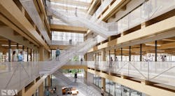 Mass timber lab atrium, courtest SGA Mass timber lab atrium, courtest SGA