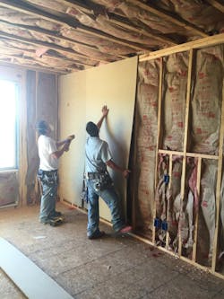 Soundstop wall panel installation Soundstop wall panel installation