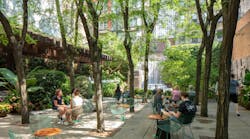 Greenacre Park in midtown Manhattan creates a cool and shady microclimate with a pergola, honey locusts, and a misty water feature Greenacre Park in midtown Manhattan creates a cool and shady microclimate with a pergola, honey locusts, and a misty water feature