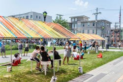 As a part of the Boston Heat Resilience Plan, Sasaki and the City of Boston set up Cool Spot pilots at two branches of the Boston Public Library which included free Wi-Fi and misting tents As a part of the Boston Heat Resilience Plan, Sasaki and the City of Boston set up Cool Spot pilots at two branches of the Boston Public Library which included free Wi-Fi and misting tents