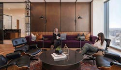 The pandemic caused many law firms to rethink the purpose of their office space. It has resulted in offices like this one at Haynes and Boone in Denver, Colo., that feature lounge spaces The pandemic caused many law firms to rethink the purpose of their office space. It has resulted in offices like this one at Haynes and Boone in Denver, Colo., that feature lounge spaces