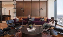 The pandemic caused many law firms to rethink the purpose of their office space. It has resulted in offices like this one at Haynes and Boone in Denver, Colo., that feature lounge spaces The pandemic caused many law firms to rethink the purpose of their office space. It has resulted in offices like this one at Haynes and Boone in Denver, Colo., that feature lounge spaces