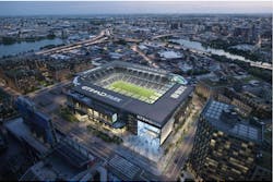 The 25,000-seat Etihad Park will be Major League Soccer's first all-electric stadium. Image credit: HOK The 25,000-seat Etihad Park will be Major League Soccer's first all-electric stadium. Image credit: HOK
