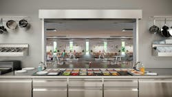 Fire rated counter door in school cafeteria Fire rated counter door in school cafeteria