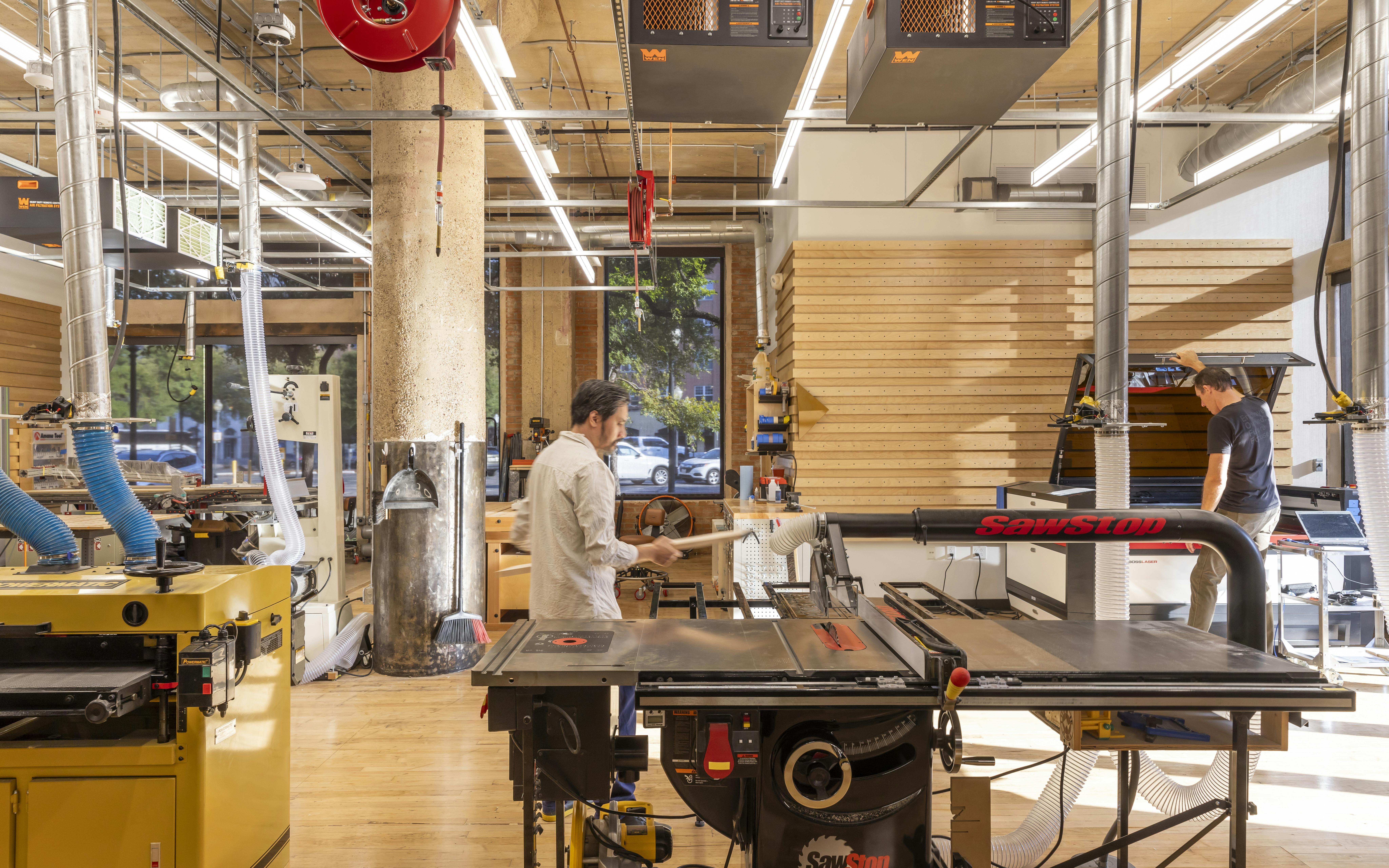 The Shop is a 3,000-sf makerspace near Corgan's Dallas headquarters. Photo courtesy Corgan