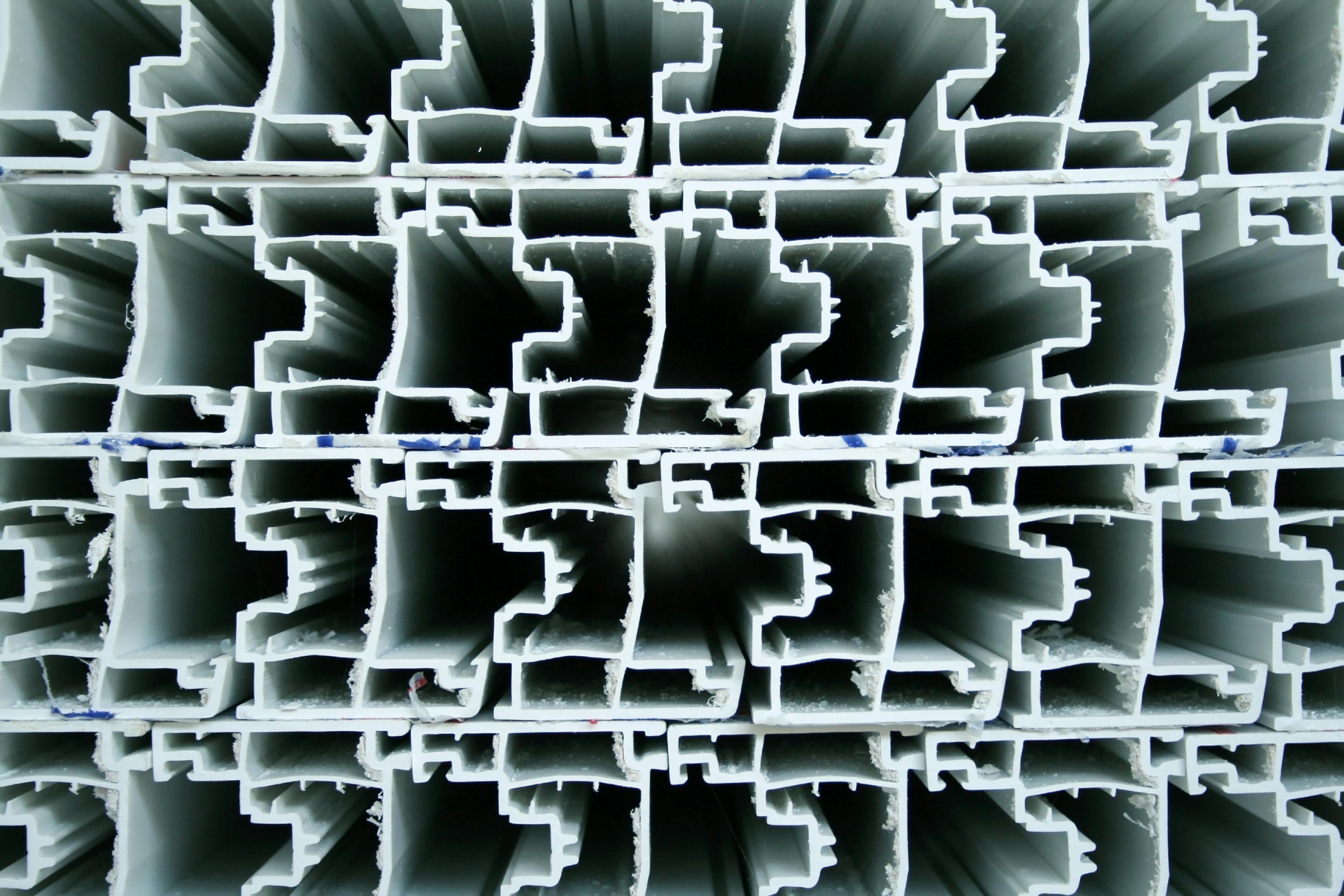 Stack of PVC profiles ready for windows manufacturing