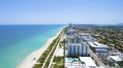 Surfside Miami Florida. Ocean front residences. aerial landscape panoramic vew.