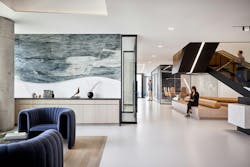 Stonebriar Commercial Finance, Plano, Texas. The adjacency of the collaboration and amenity areas is key to Stonebriar Commercial Finance’s fluidity Stonebriar Commercial Finance, Plano, Texas. The adjacency of the collaboration and amenity areas is key to Stonebriar Commercial Finance’s fluidity