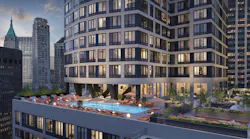 Indoor and outdoor pools are among the lifestyle amenities being offered by SoMA, a 1,320-apartment tower in New York City.