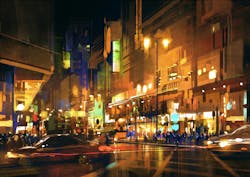 City street at night with colorful lights,painting. City street at night with colorful lights,illustration,digital painting City street at night with colorful lights,painting. City street at night with colorful lights,illustration,digital painting