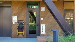 This 90-minute fire-rated door by SAFTI FIRST® is used in the stairwell, providing occupants with a clear visual path to egress while maintaining fire safety. This 90-minute fire-rated door by SAFTI FIRST® is used in the stairwell, providing occupants with a clear visual path to egress while maintaining fire safety.