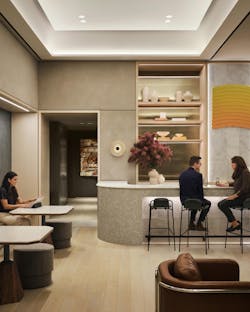 Savoy Club, New York, N.Y., is a renovation of a former retail space located in the 1968 General Motors building. Photo © David Mitchell Savoy Club, New York, N.Y., is a renovation of a former retail space located in the 1968 General Motors building. Photo © David Mitchell