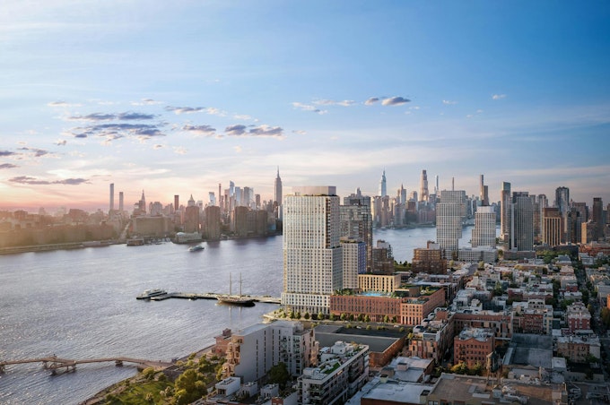 The Riverie in Brooklyn’s Greenpoint neighborhood. Rendering by The Boundary