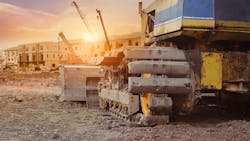 Construction equipment in construction new building background, excavator with crane on construction site, industrial of realestate Construction equipment in construction new building background, excavator with crane on construction site, industrial of realestate