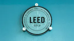LEED Leadership in Energy and Environmental Design Gold level certification sign inside building - Davie, Florida, USA