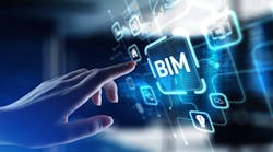 BIM Building Information Modeling for Construction Efficiency, projection on a virtual screen, Business and Technology Concept. BIM Building Information Modeling for Construction Efficiency, projection on a virtual screen, Business and Technology Concept.