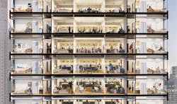 Potential floor arrangement. Rendering © Gensler Potential floor arrangement. Rendering © Gensler