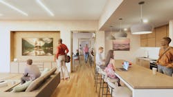 Student housing common space concept. Rendering © Gensler Student housing common space concept. Rendering © Gensler