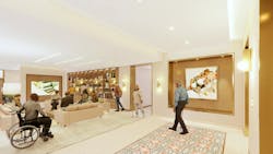 Senior living common space concept. Rendering © Gensler Senior living common space concept. Rendering © Gensler