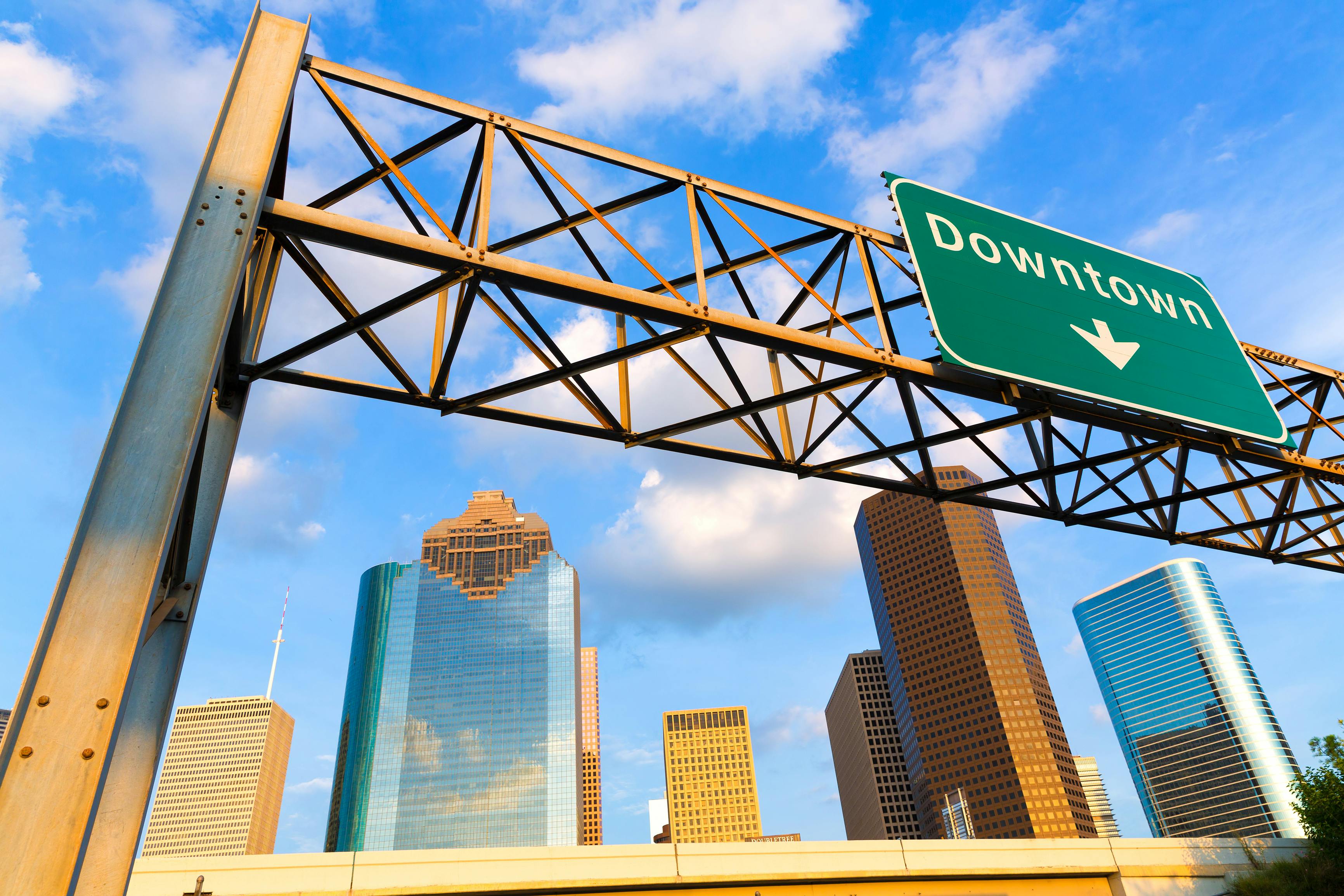 Huston skyline downtown from west at Texas US USA