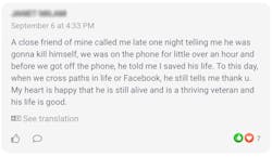 Screenshot of mental health-focused message on internal construction company's social media page Screenshot of mental health-focused message on internal construction company's social media page