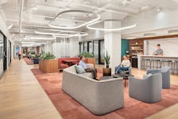 This multi-phased, 35,000-sf refresh of Patreon’s corporate office inside a New York City landmark tower included a complete interior fit-out. This multi-phased, 35,000-sf refresh of Patreon’s corporate office inside a New York City landmark tower included a complete interior fit-out.