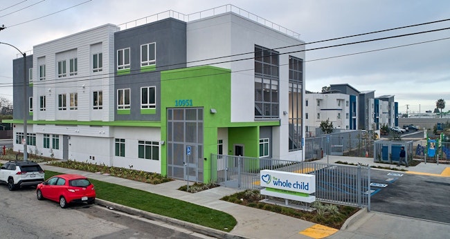 The Whole Child Safe Families Interim Housing and Support Services Center, Los Angeles, designed by SVA Architects. Photo courtesy SVA Architects.