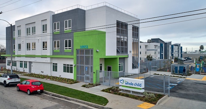 The Whole Child Safe Families Interim Housing and Support Services Center, Los Angeles, designed by SVA Architects. Photo courtesy SVA Architects.