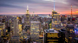 Empire State Building, New York City Manhattan during Sunset. Great view of the Empire State Building and New York city lights during sun set