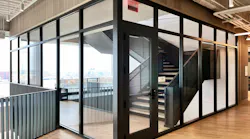 The transparent, light-filled 2-hour stairwell at CarGurus HQ provides openness and visibility across the building’s top 10 floors. The assembly supports the connected design intent while meeting 2-hour fire-resistance and life safety code requirements.