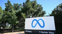 Menlo Park, California, USA - July 28, 2023: Meta logo sign near Meta Platforms headquarters on 1 Hacker Way Menlo Park, California, USA - July 28, 2023: Meta logo sign near Meta Platforms headquarters on 1 Hacker Way