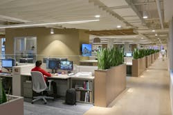 Biophilic design elements and expansive windows provide nearly every employee with access to natural light and exterior views, fostering wellness and a connection to nature Biophilic design elements and expansive windows provide nearly every employee with access to natural light and exterior views, fostering wellness and a connection to nature