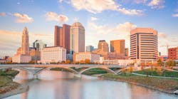 View of downtown Columbus Ohio Skyline at Sunset in USA View of downtown Columbus Ohio Skyline at Sunset in USA